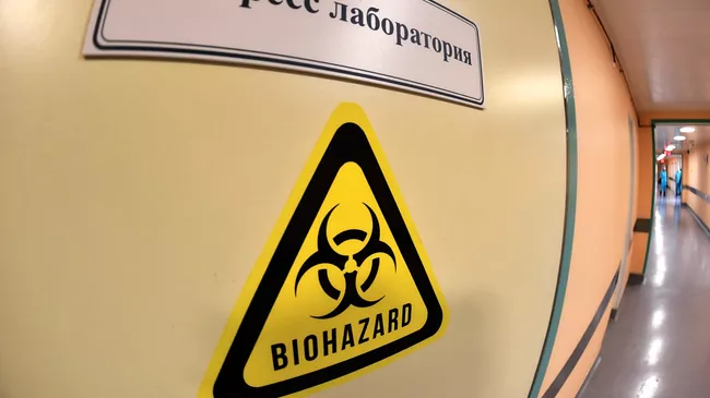 Экспресс-лаборатория в отдельном режимном корпусе Городской клинической инфекционной больницы имени С. П. Боткина, где размещены люди с подозрением на коронавирусную инфекцию