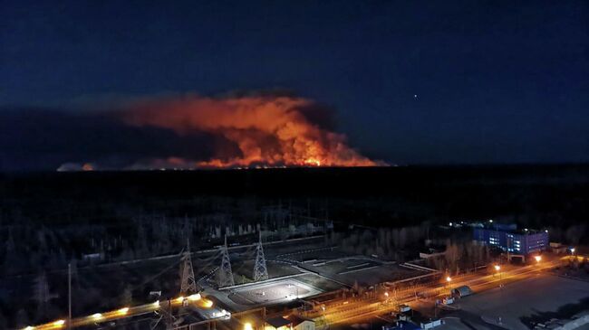 Лесной пожар в зоне отчуждения Чернобыльской АЭС