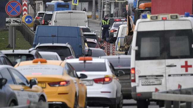 Пробка на въезде в Москву