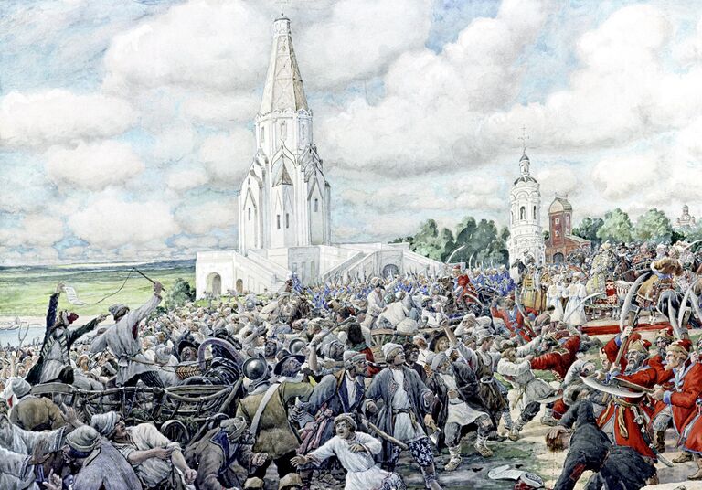 Картина художника Эрнеста Лисснера Медный бунт в Москве.1662 год. Музей истории и реконструкции Москвы.