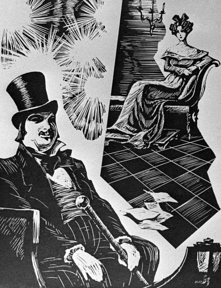 Репродукция иллюстрации Саввы Бродского к роману Стефана Цвейга Бальзак из серии Строители мира. Репродукция иллюстрации Саввы Бродского к роману Стефана Цвейга Бальзак из серии Строители мира.