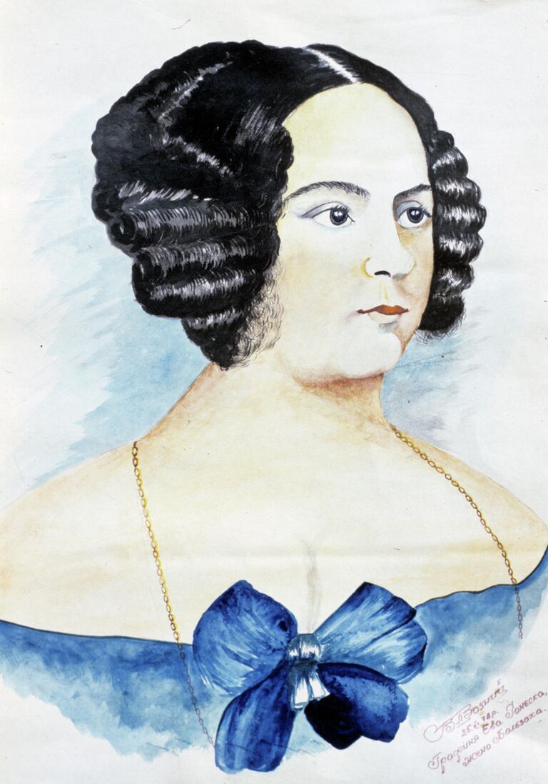 Портрет жены Оноре де Бальзака Эвелины Ганской работы самодеятельного художника из села Верховня Житомирской области Украинской ССР. Репродукция. Портрет жены Оноре де Бальзака Эвелины Ганской работы самодеятельного художника из села Верховня Житомирской области Украинской ССР. Репродукция.