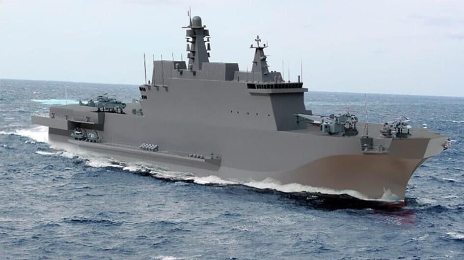 Изображение универсального десантного корабля проекта 23900 Иван Рогов Изображение универсального десантного корабля проекта 23900 Иван Рогов - РИА Новости, 1920, 03.09.2020