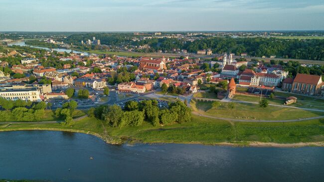 Вид на центр города Каунас в Литве