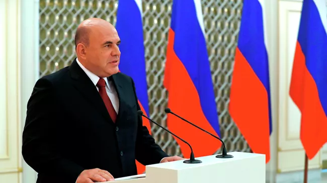 Председатель правительства РФ Михаил Мишустин на церемонии награждения в Доме правительства лауреатов премий правительства РФ за 2020 год в области образования