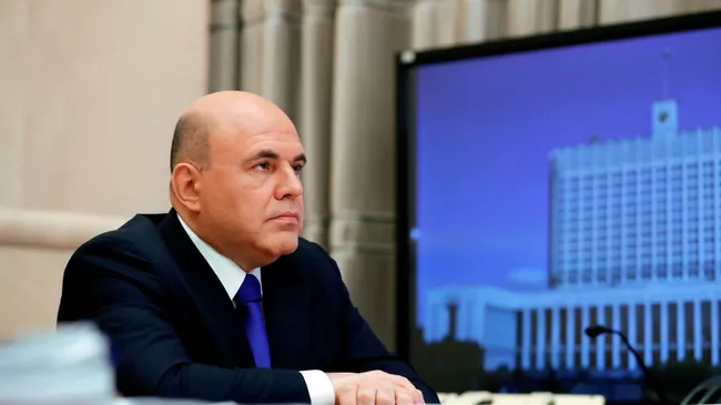 Председатель правительства России Михаил Мишустин во время заседания в режиме видеоконференции президиума Координационного совета при правительстве России по борьбе с распространением коронавирусной инфекции 