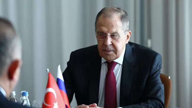 Министр иностранных дел РФ Сергей Лавров во время седьмого заседания Совместной группы стратегического планирования под председательством глав внешнеполитических ведомств России и Турции в Сочи