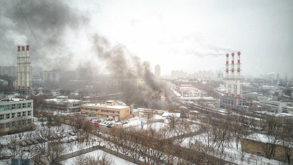 Вид с квадрокоптера на возгорание топливозаправщика на газовой подстанции в районе Южное Тушино - РИА Новости, 1920, 30.01.2021