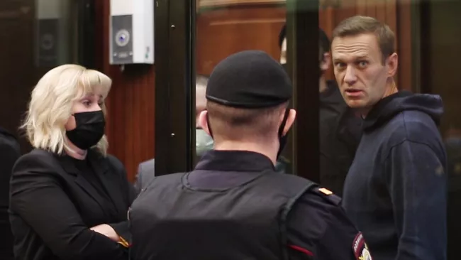 Алексей Навальный на заседании Московского городского суда. Кадр видео