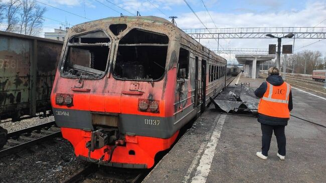 На месте пожара на станции Малоярославец в Калужской области