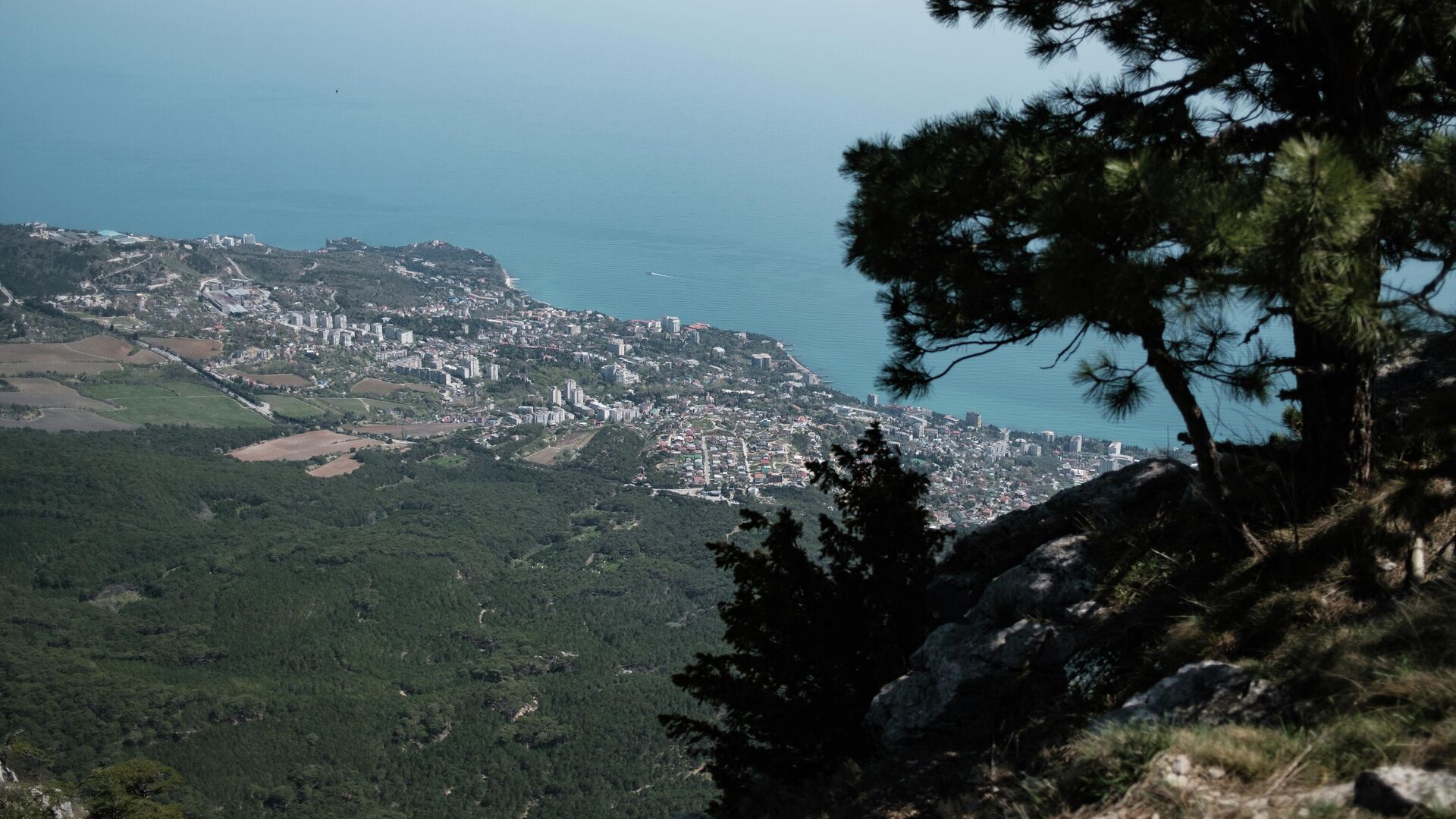 Вид на побережье Черного моря с вершины горы Ай-Петри в Крыму - РИА Новости, 1920, 30.09.2021