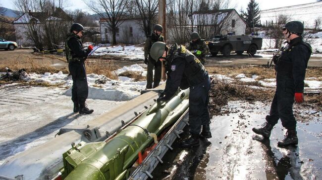 Сотрудники чешских правоохранительных органов на военном складе в Врбетице