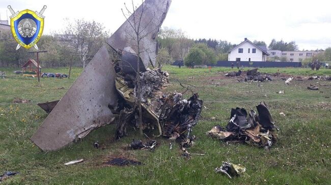 Место крушения белорусского Як-130 под Барановичами 