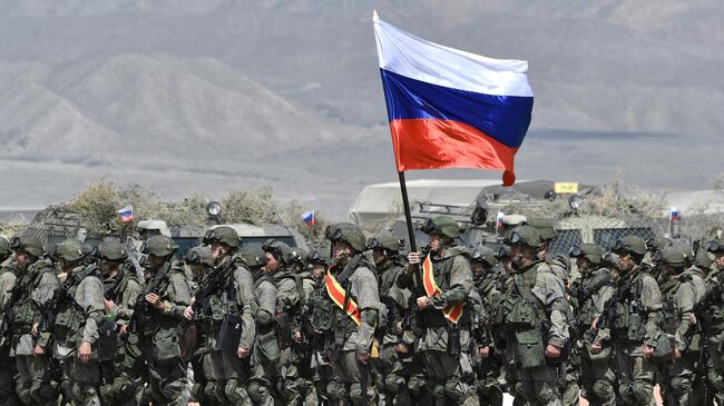 Военнослужащие ВС РФ на учениях ОДКБ Рубеж-2021 в Киргизии. Архивное фото