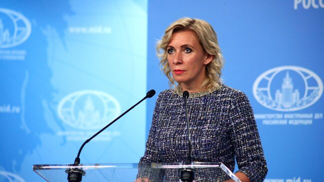 Официальный представитель Министерства иностранных дел РФ Мария Захарова во время брифинга в Москве