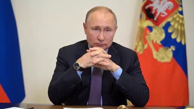  Президент РФ Владимир Путин в режиме видеоконференции проводит совещание с членами правительства РФ и руководством партии Единая Россия
