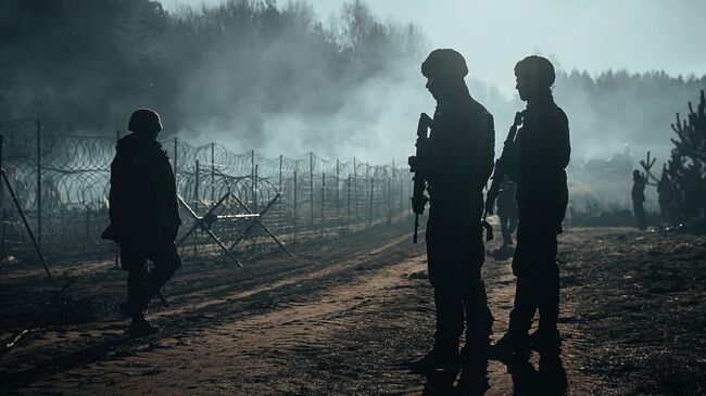 Польские военные на границе Польши и Белоруссии