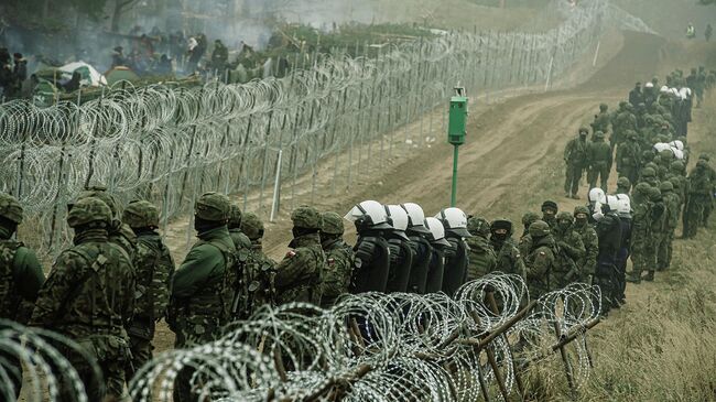 Польские военные на границе Польши и Белоруссии