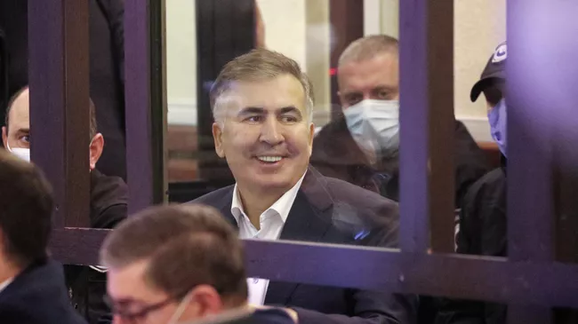 Михаил Саакашвили на заседании суда в Тбилиси