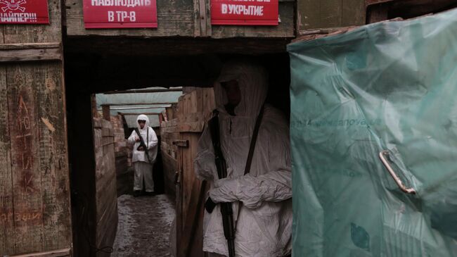 Линия разграничения на востоке Украины в районе села Ясное