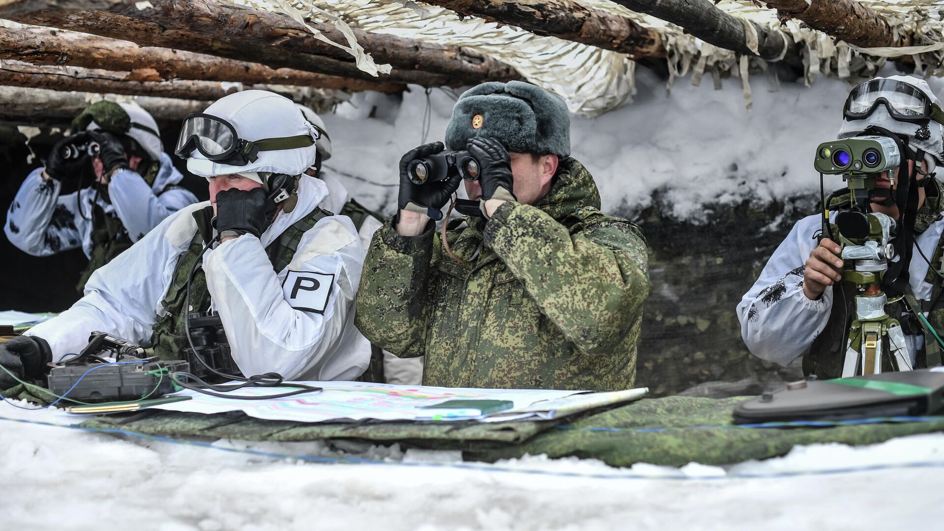 Военнослужащие во время совместных военных учений Россия-Белоруссия на полигоне Мулино в Нижегородской области - РИА Новости, 1920, 28.01.2022