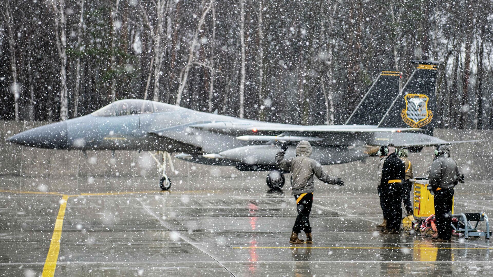 Истребитель F-15C Eagle ВВС США на авиабазе в городе Ласк, Польша - РИА Новости, 1920, 16.02.2022