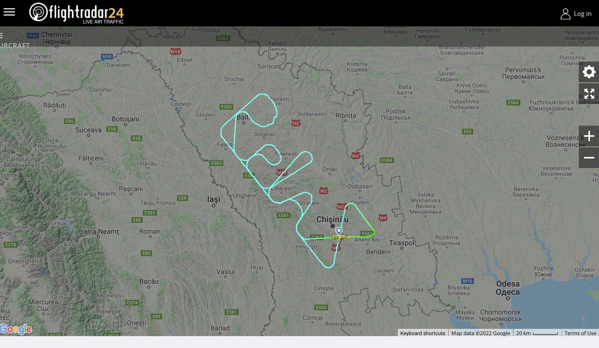 Траектория полета самолета на графике сервиса Flightradar - РИА Новости, 1920, 18.02.2022