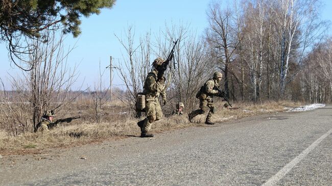 Украинские военные во время учений