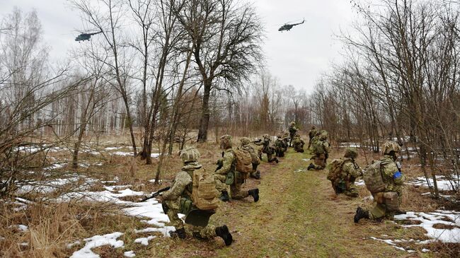 Украинские военные во время учений