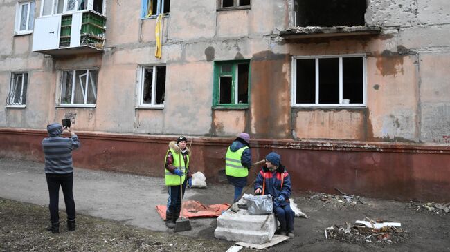 Жилой дом в Горловке, поврежденный в результате обстрела