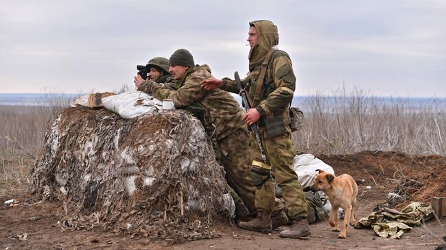 Военнослужащие ДНР в селе Пищевик