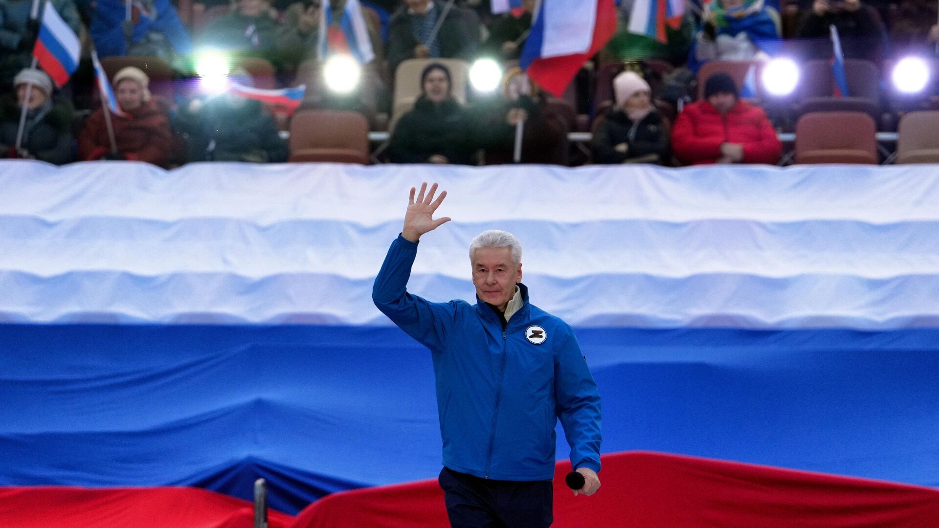 Мэр Москвы Сергей Собянин выступает на митинге-концерте в Лужниках, посвященном воссоединению Крыма с Россией - РИА Новости, 1920, 18.03.2022