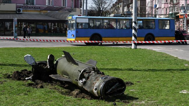 Обломки ракеты Точка-У в Краматорске