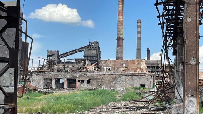 Металлургический комбинат Азовсталь после освобождения союзными войсками армий России и ДНР