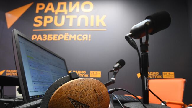 Стенд студии радио Sputnik. Архивное фото