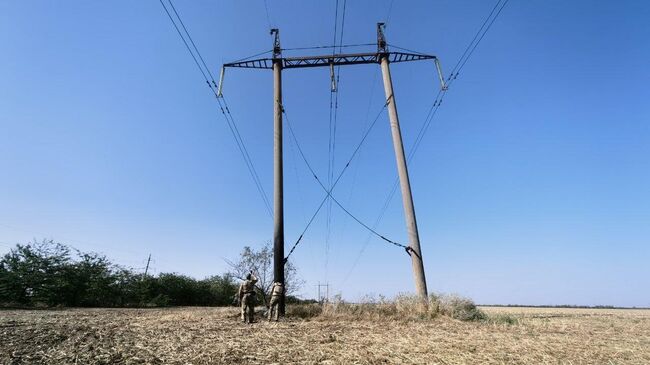 ЛЭП в пригороде Мелитополя, на которой сработало взрывное устройство