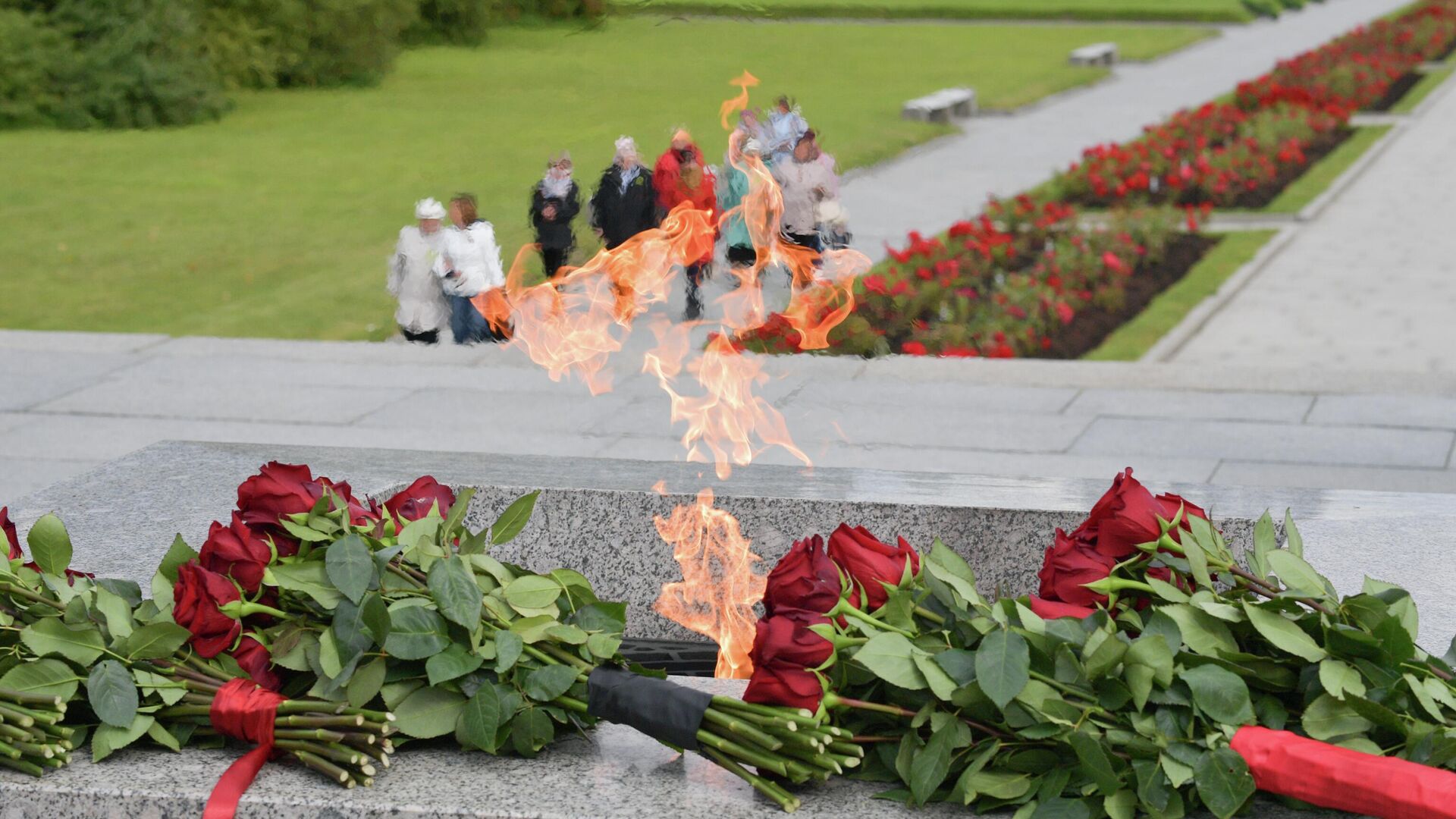 Цветы, возложенные к монументу Мать-Родина на Пискарёвском мемориальном кладбище в День памяти жертв блокады Ленинграда - РИА Новости, 1920, 08.09.2023