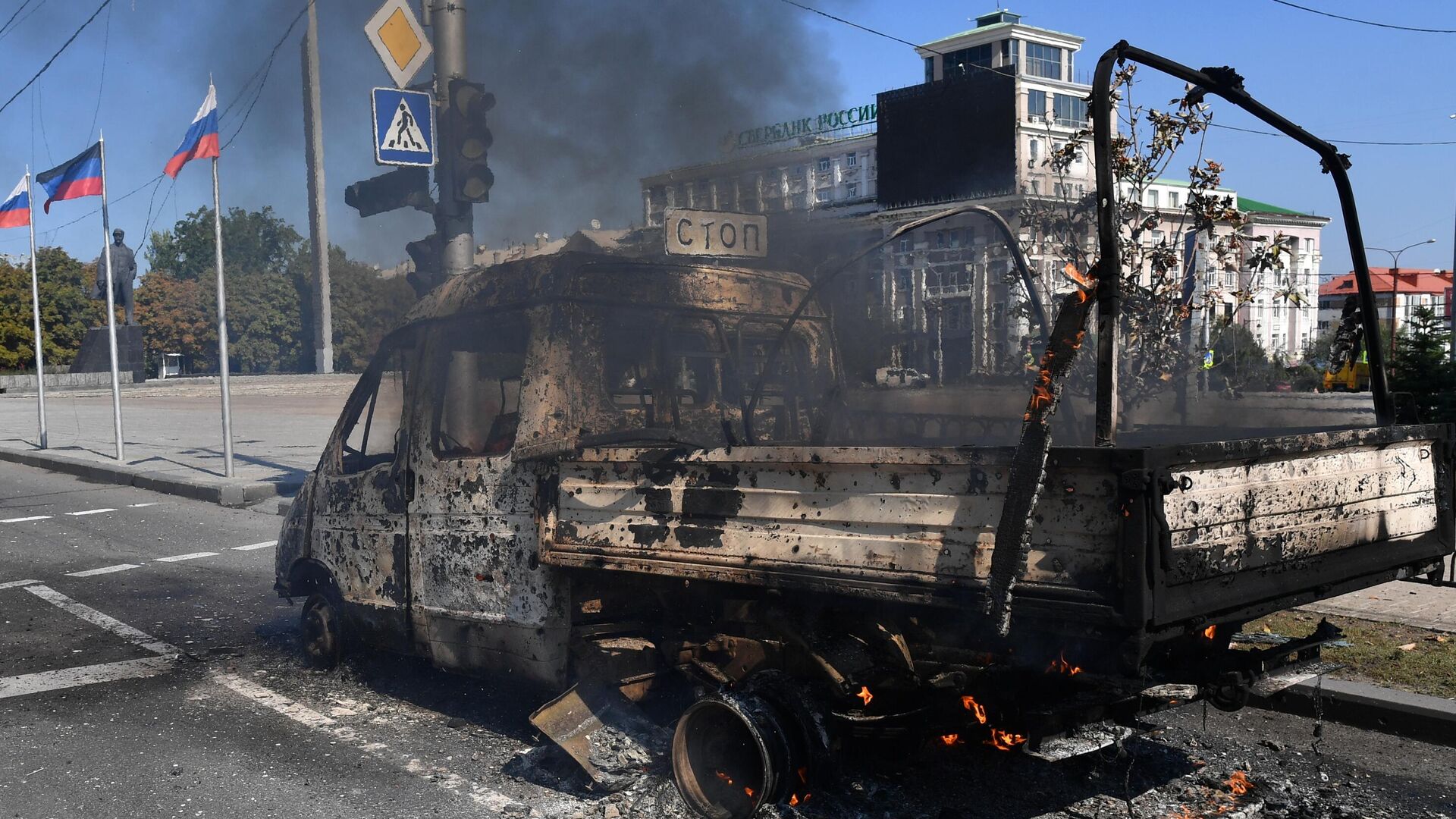 Обстрел центральной части города Донецка со стороны вооруженных сил Украины - РИА Новости, 1920, 17.09.2022