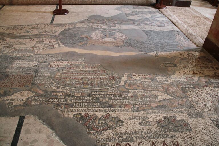 Карта Святой земли в церкви святого Георгия в городе Мадаба. Иордания