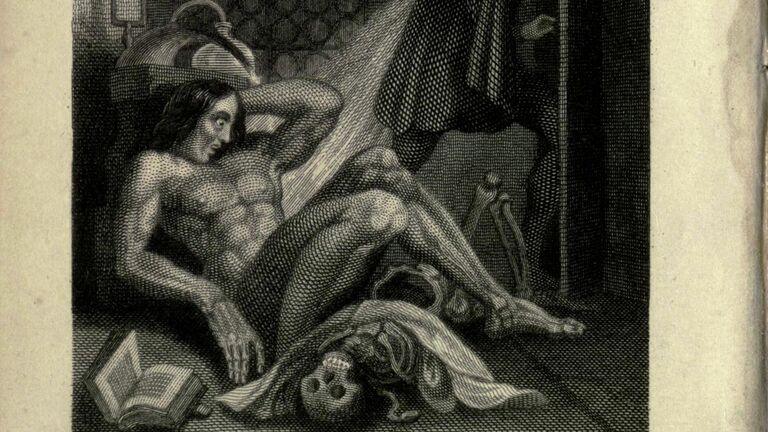 Фронтиспис книги Франкенштейн, или Современный Прометей 1831 года