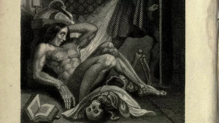 Фронтиспис книги Франкенштейн, или Современный Прометей 1831 года