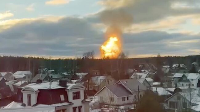 Пожар во Всеволожском районе Ленинградской области. Кадр видео