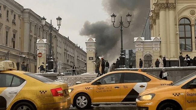 Пожар в районе трех вокзалов в Москве