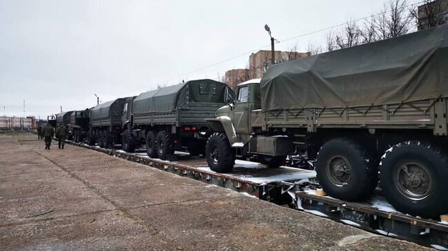 Прибытие эшелона с военной техникой, входящей в состав региональной группировки войск Союзного государства в Белоруссию