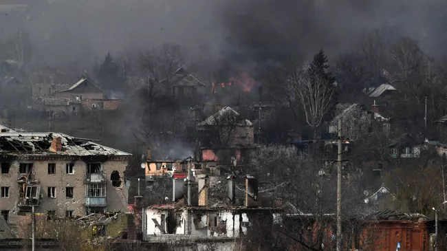Горящий дом в центре Артёмовска