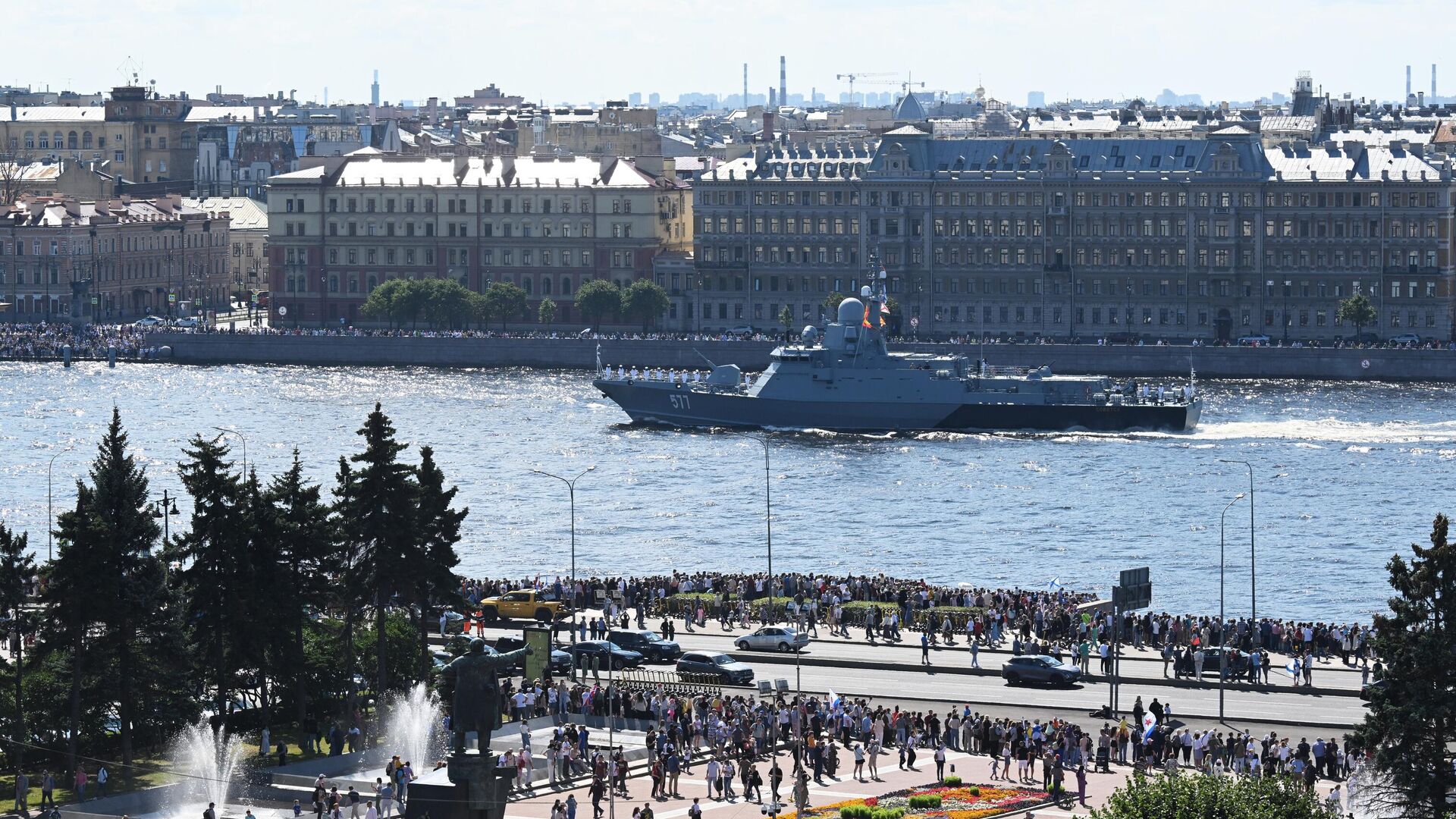 Малый ракетный корабль Советск на Главном военно-морском параде в честь Дня ВМФ РФ в Петербурге. Архивное фото - РИА Новости, 1920, 27.07.2024