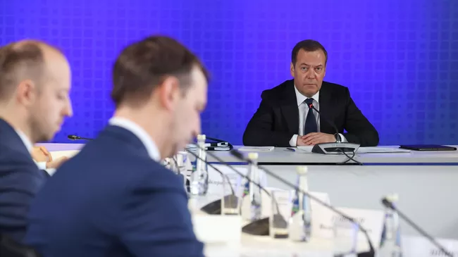 Заместитель председателя Совета безопасности РФ Дмитрий Медведев проводит заседание президиума Совета при президенте РФ по науке и образованию