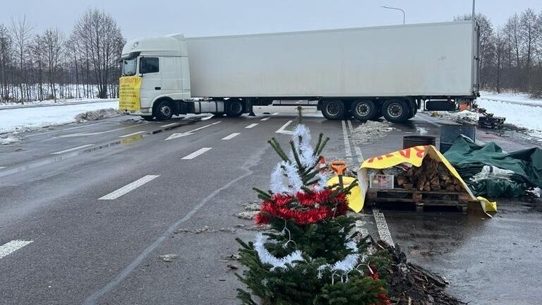 Грузовик на дороге в районе пункта пропуска на границе Польши и Украины - РИА Новости, 1920, 17.02.2024