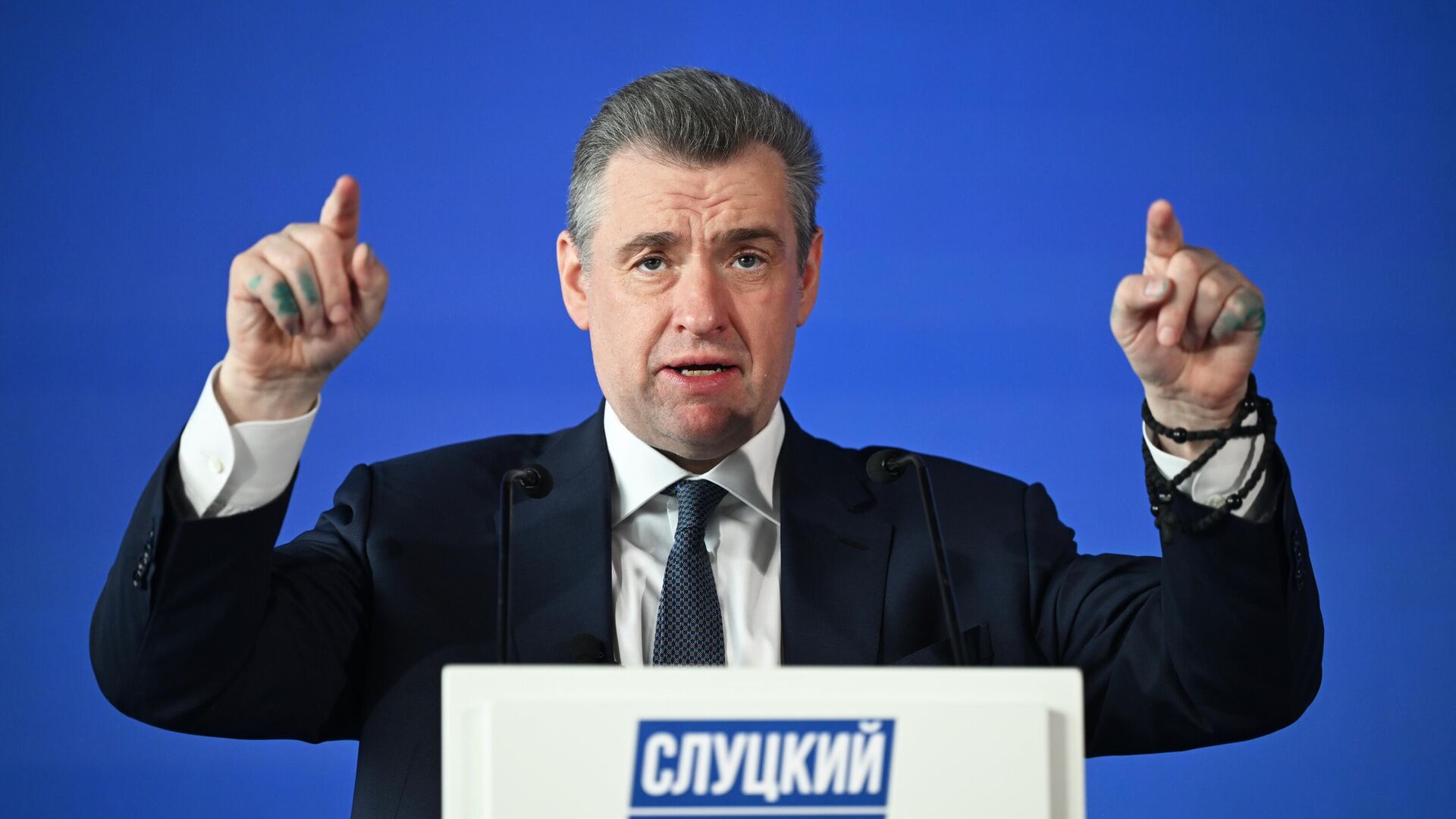 Кандидат от фракции ЛДПР на выборах президента РФ Леонид Слуцкий выступает на презентации своей предвыборной программы в Москве - РИА Новости, 1920, 03.03.2024