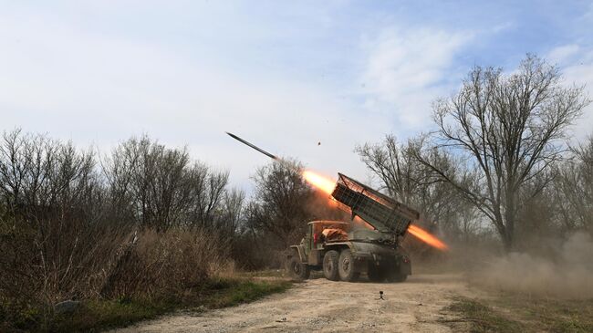 Боевая работа РСЗО Град Южной группировки войск